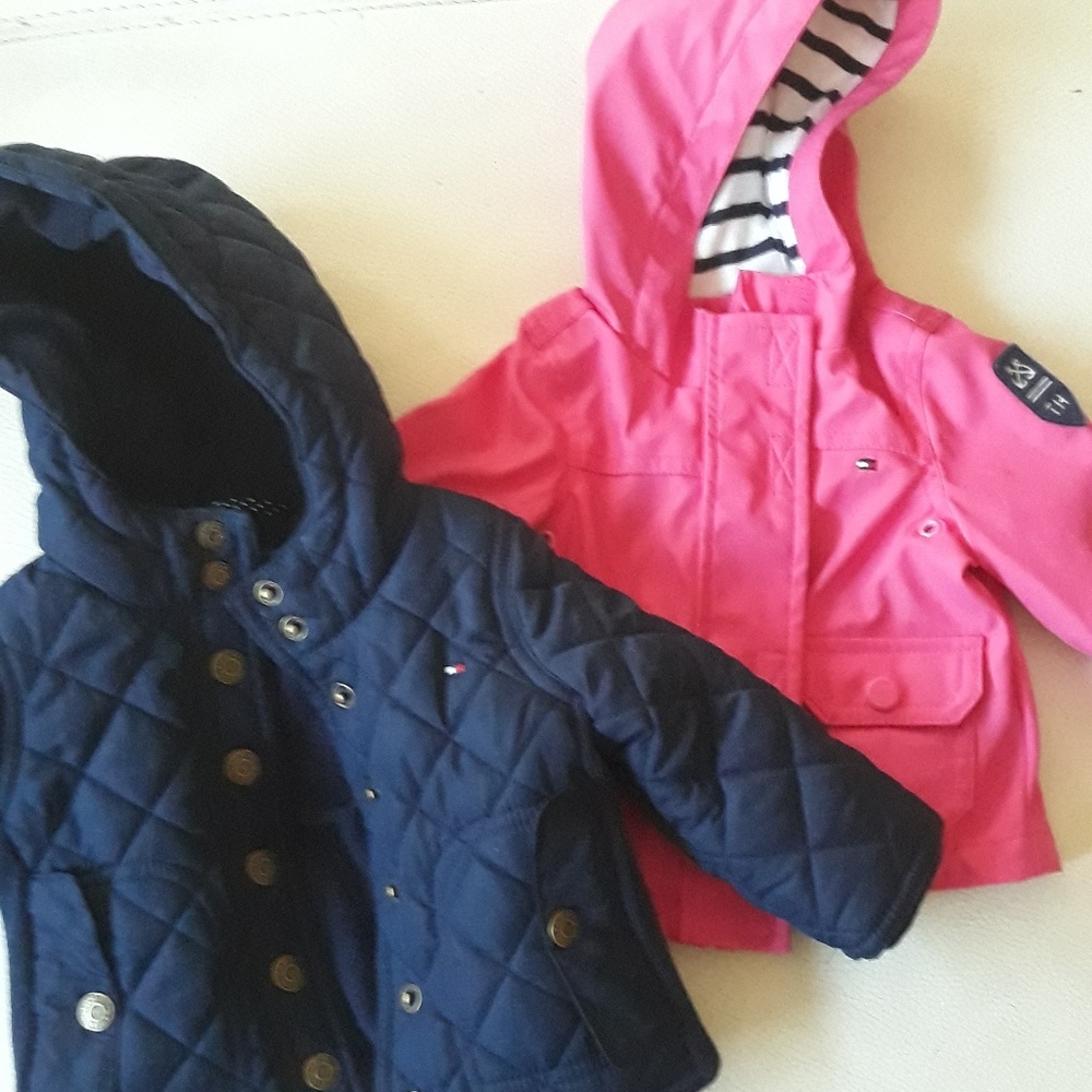2 Tommy Hilfiger hooded baby girl jackets.
